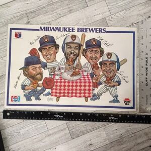 Milwaukee Brewers Pizza Hut Placemat‎ 19980 Cecil Cooper Sal Bando Charlie Moore